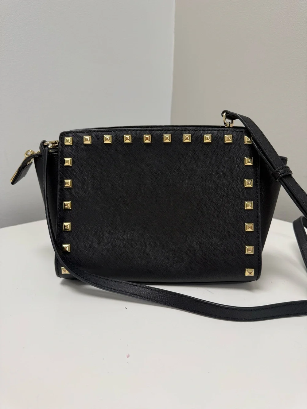 Michael Kors Black Handbag with Gold Stud Detail
